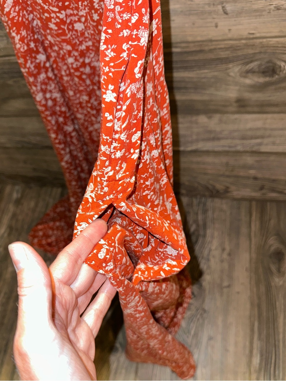Natural Life Rust Floral Spaghetti-Strap Maxi Dress Pockets Soft Lightweight Med - Picture 5 of 5